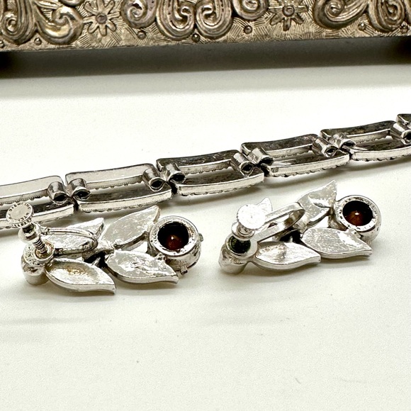 Vintage Rhinestone Bracelet & Sterling Earrings - Picture 9 of 11